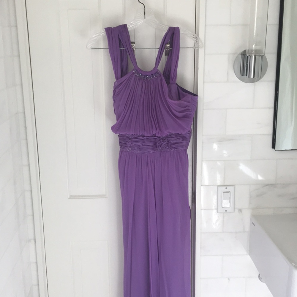 Lilac Grecian Marc Bouwer evening gown